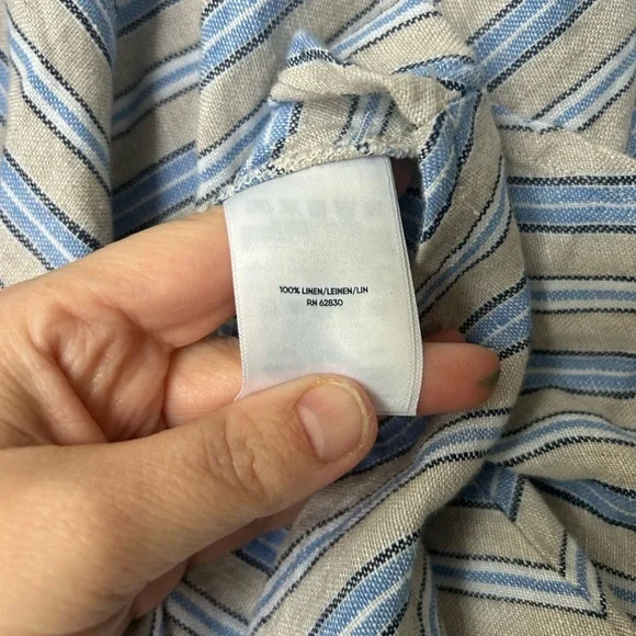 Lands' End women's blue linen shift dress with a striped pattern size LP - Picture 6 of 8